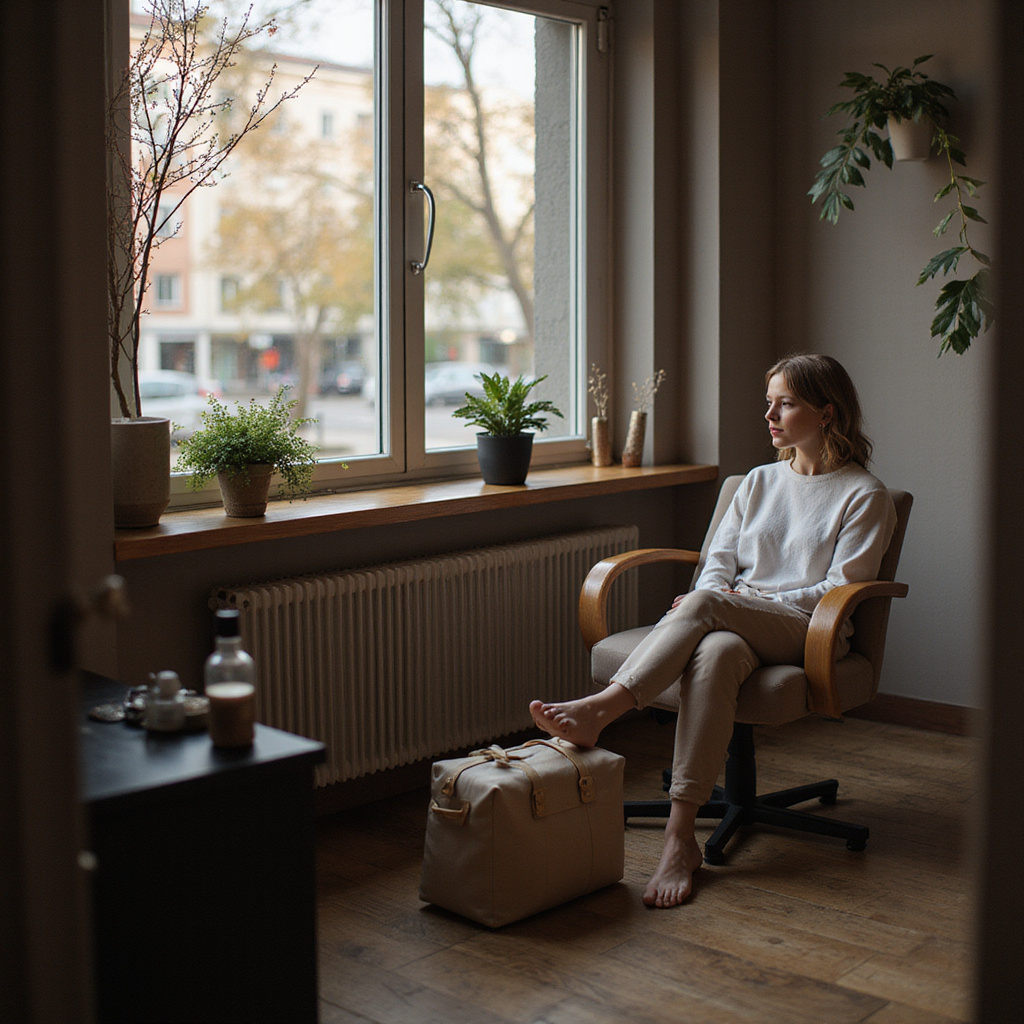 Salon kosmetyczny z dzwoniącym telefonem i sfrustrowaną klientką podczas zabiegu