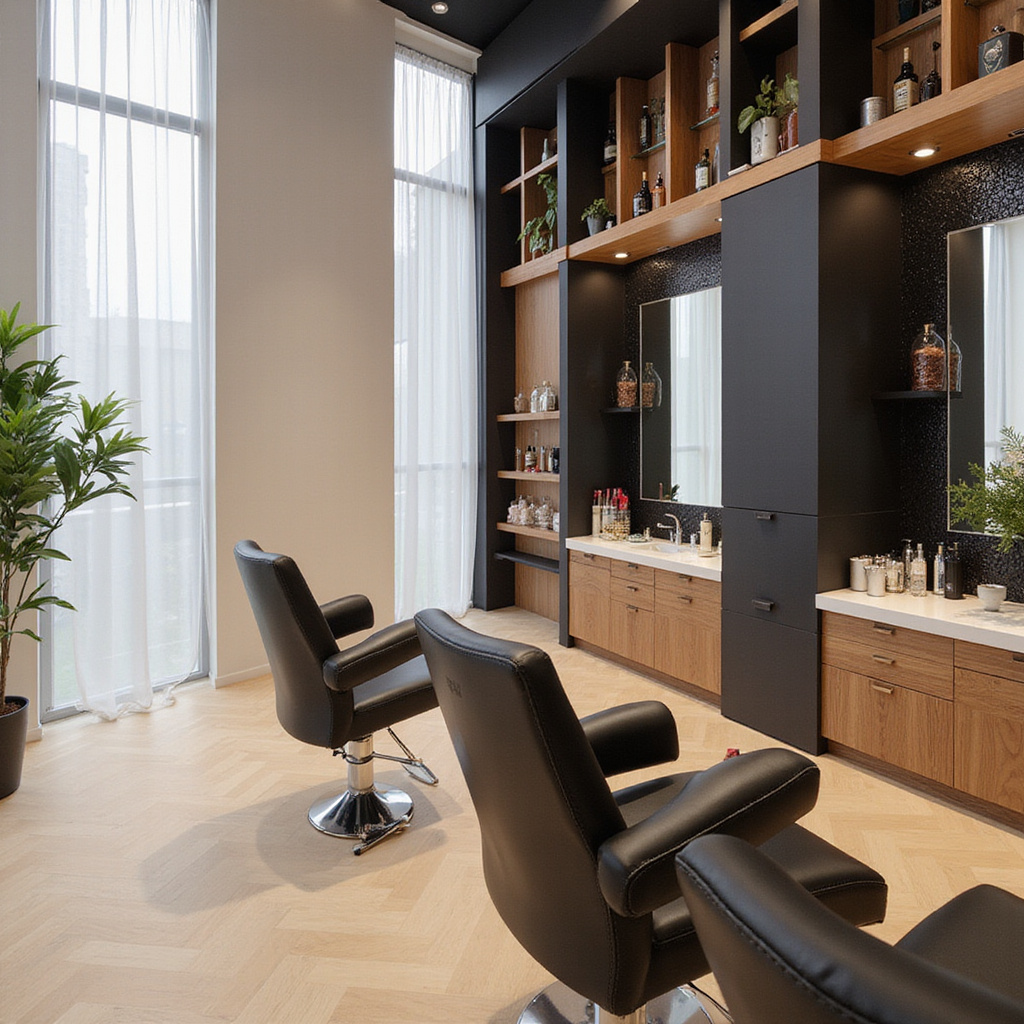 Zadowolona klientka w salonie kosmetycznym bez irytujących przerw telefonicznych dzięki obsłudze klienta AI